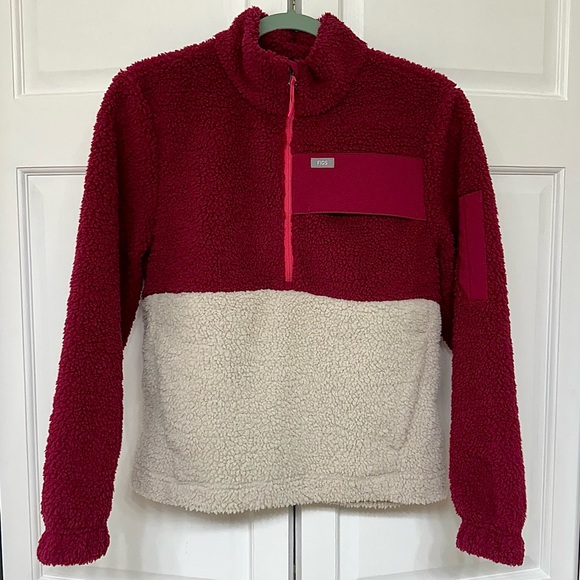 Figs Jackets & Blazers - FIGS Deep Cranberry High Pile Fleece Jacket – Sold Out – Excellent Condition